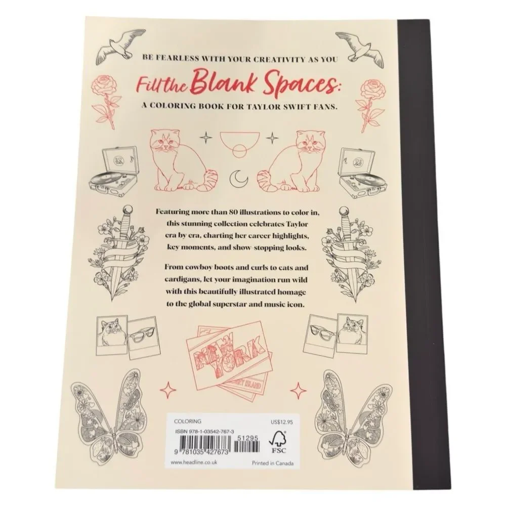 Fill the Blank Spaces Coloring Book For Taylor Swift Fans. NEW.